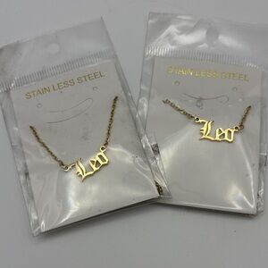 2 Gold Leo Stainless Steel Necklace
